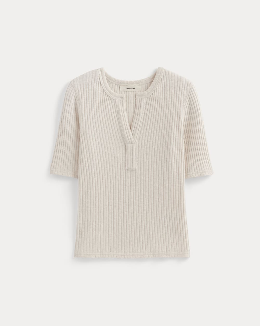 The Rib-Knit Short-Sleeve Henley | Bone - Image 2