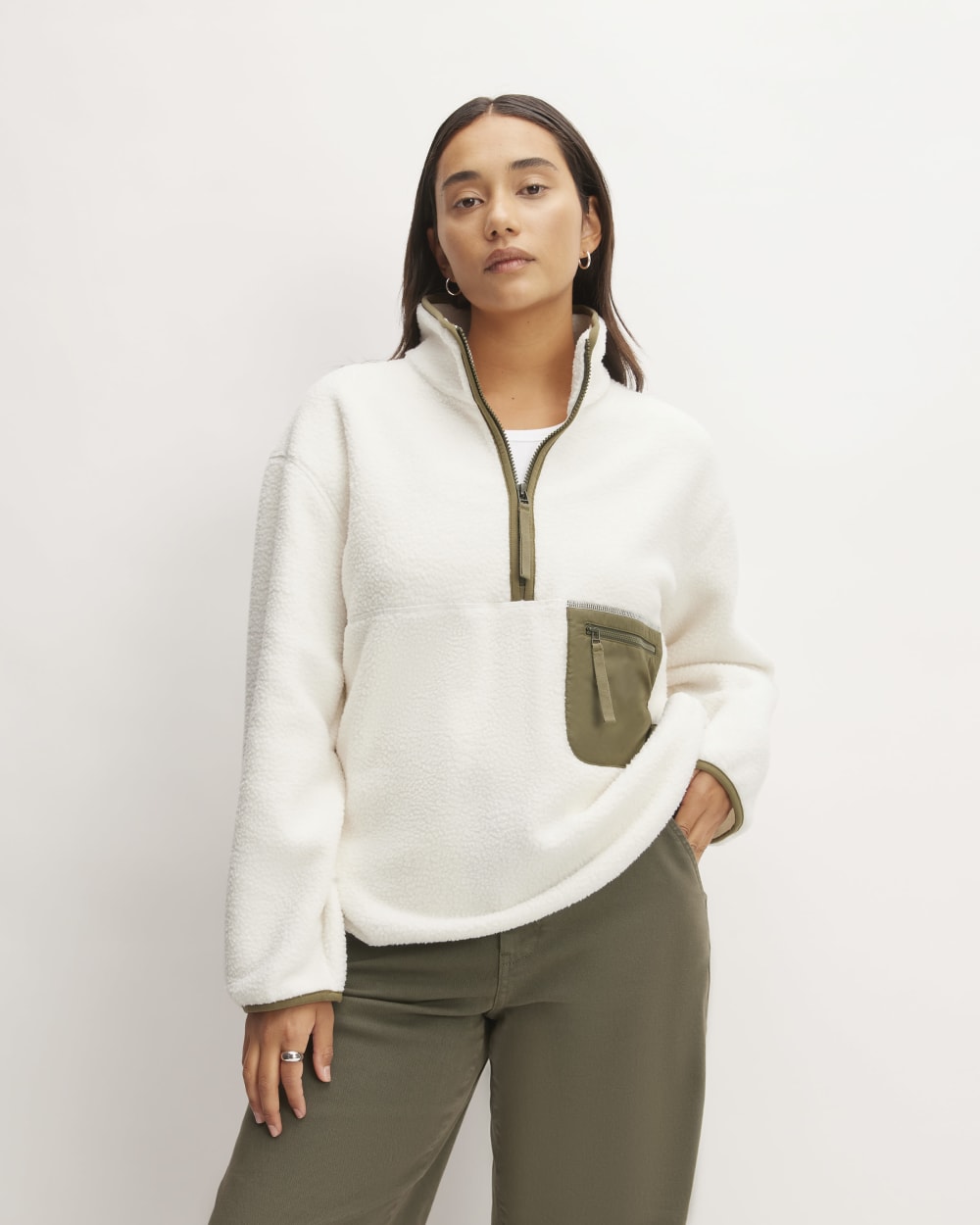 The ReNew Fleece Oversized Half-Zip | Bone