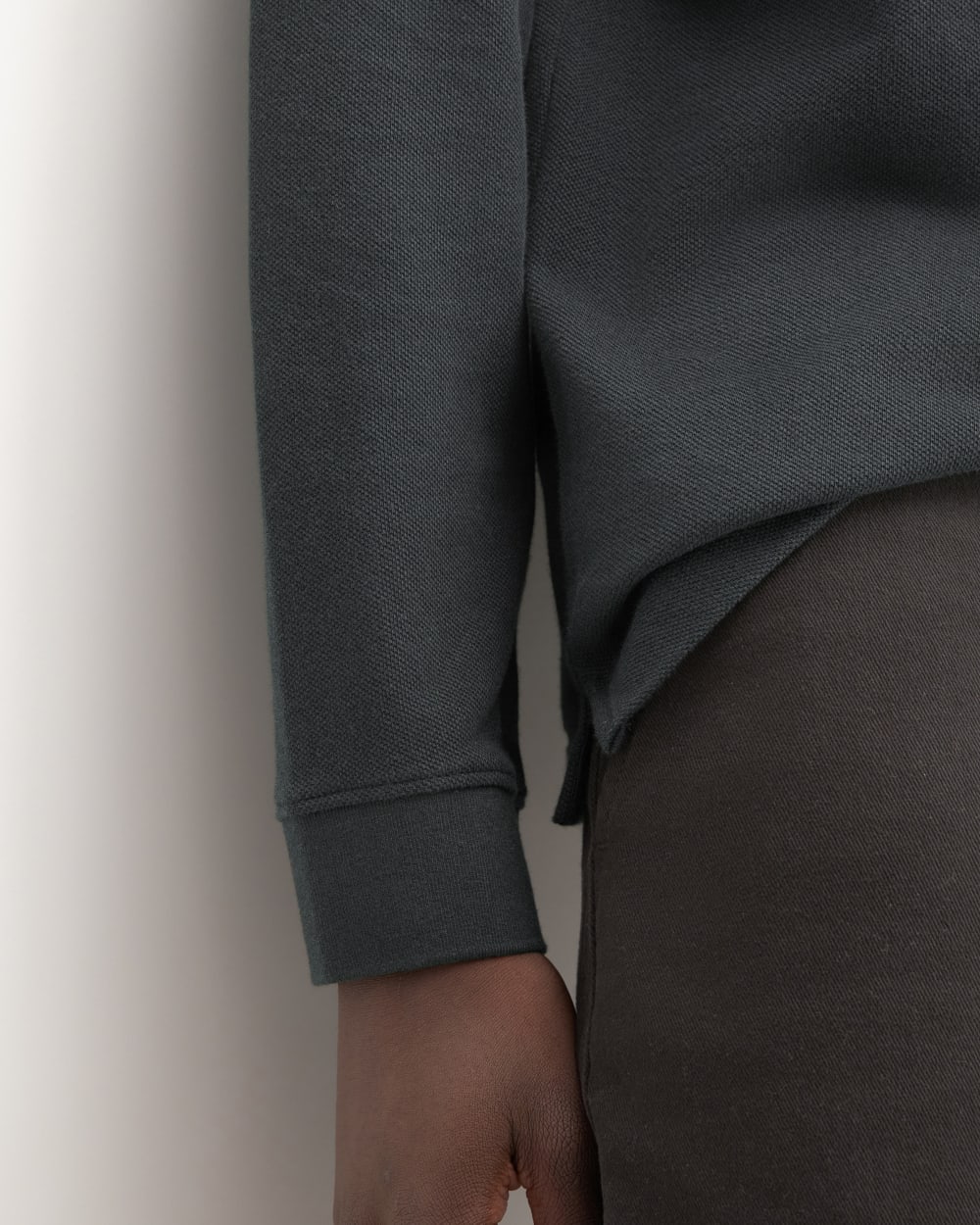 The Long-Sleeve Pique Polo | Heathered Graphite - Image 5