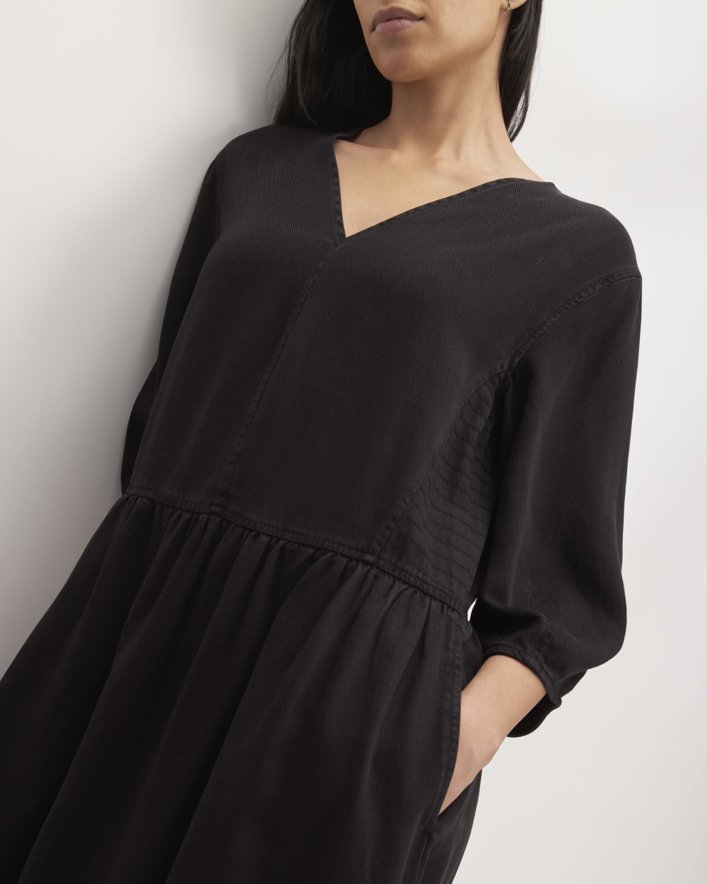 The TENCEL? Puff-Sleeve Dress | Black - Image 5