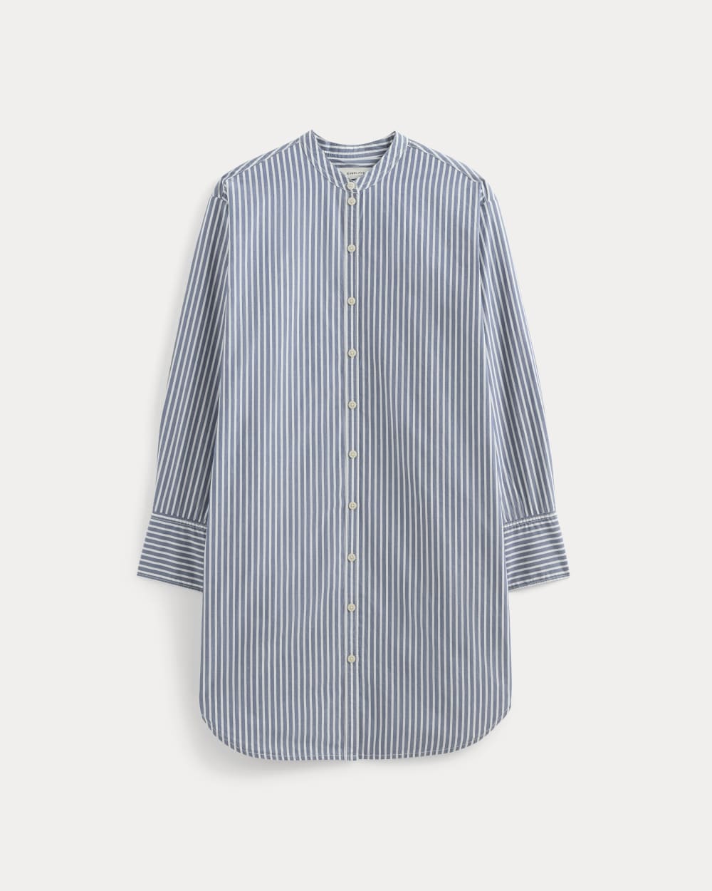 The Relaxed Shirt Dress in Ultrasoft Cotton | Bone / Mazarine Blue - Image 2