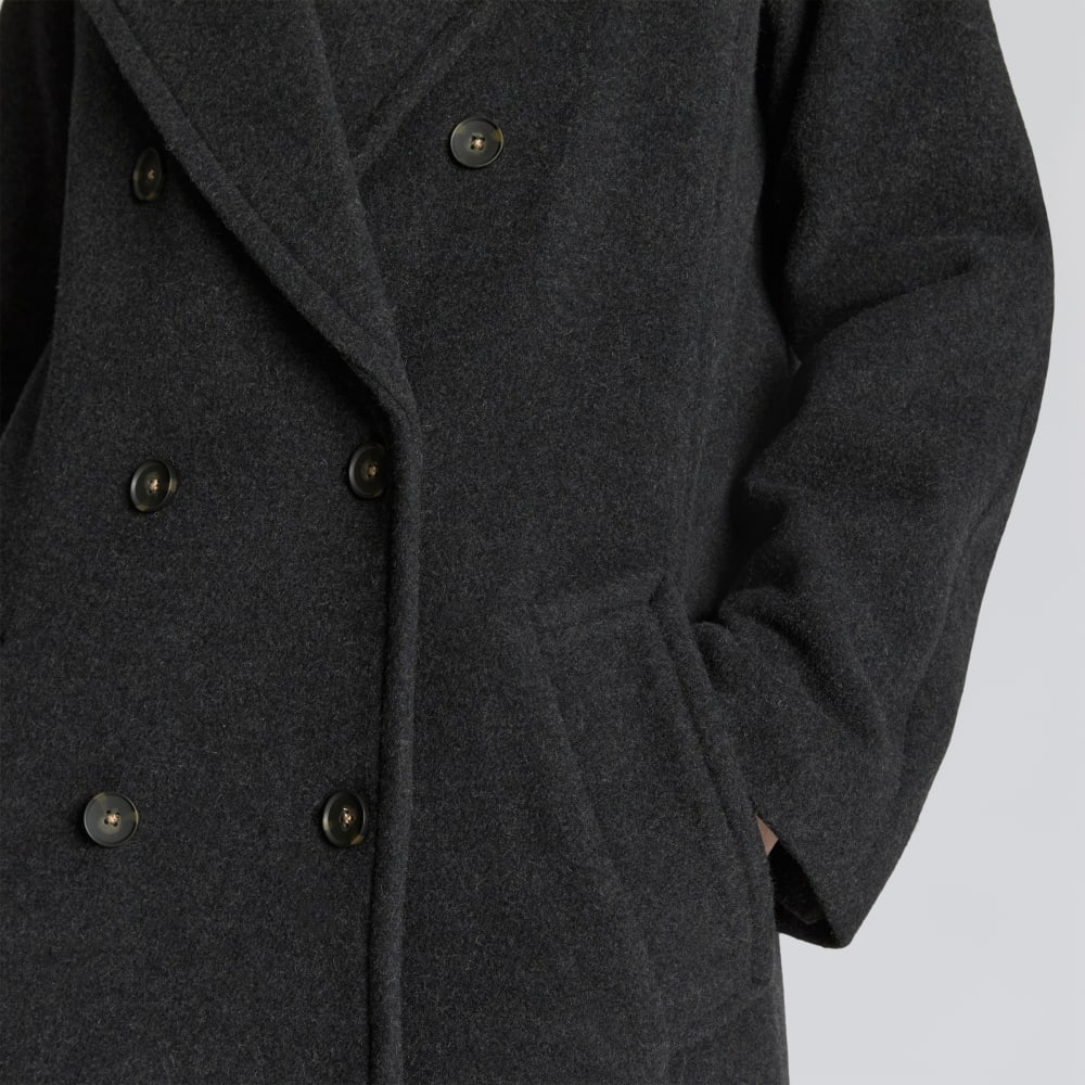 The Italian ReWool? Long Peacoat | Heathered Black - Image 5