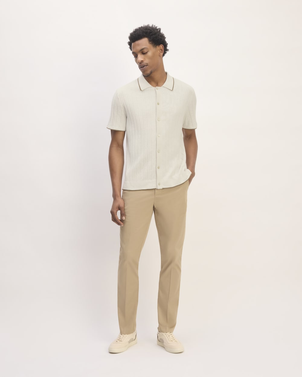 The No-Sweat Button-Down Polo | Heathered Canvas - Image 3