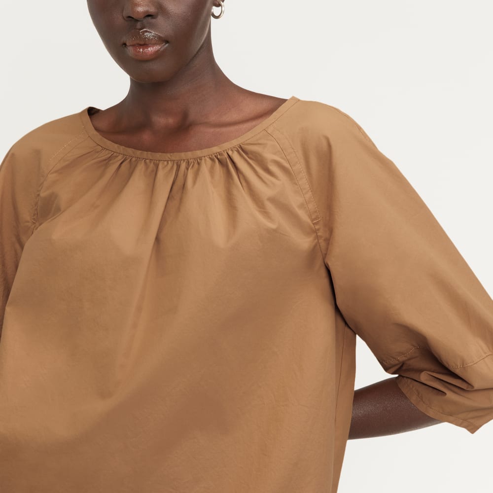 The Poplin Scoop-Neck Top | Caramel - Image 4