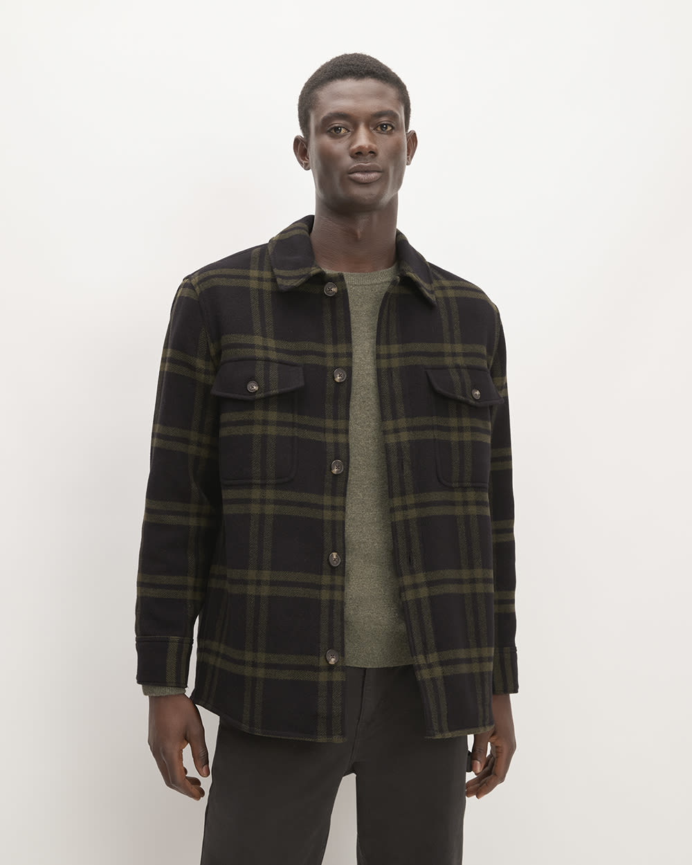 The ReWool? Oversized Shirt Jacket | Black / Olive