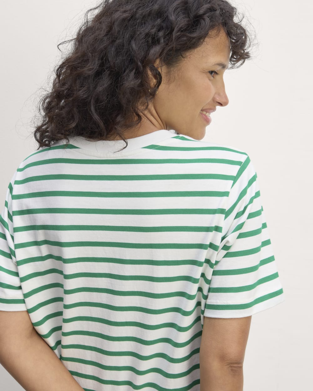 The Organic Cotton Weekend Tee Dress | Bone / Grass Green - Image 4