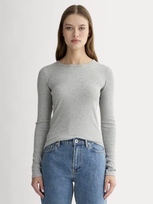 The Luxe Rib Long-Sleeve Crew | Washed Heathered Grey