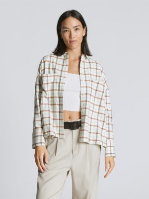 The Boxy Flannel | Seafoam / Tobacco Brown Plaid