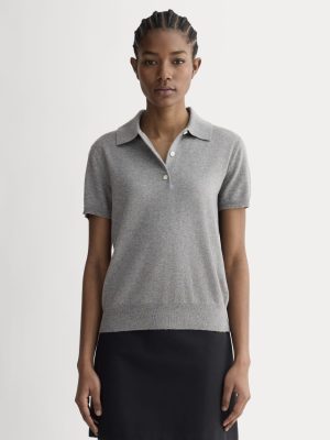 The Polo in Cotton Cashmere | Heather Charcoal