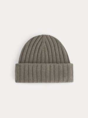 Chunky Ribbed Beanie | Taupe Melange
