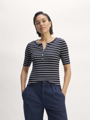 The Vintage Rib Henley | Navy / Bone