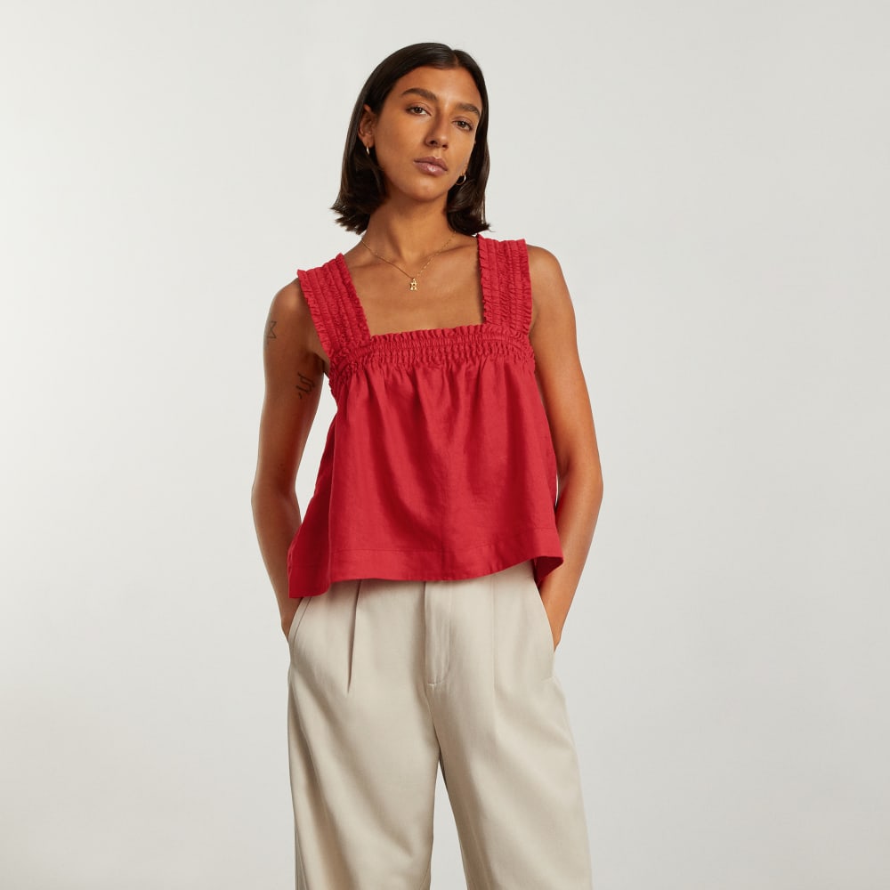 The Smocked Linen Cami | Goji Berry - Image 2