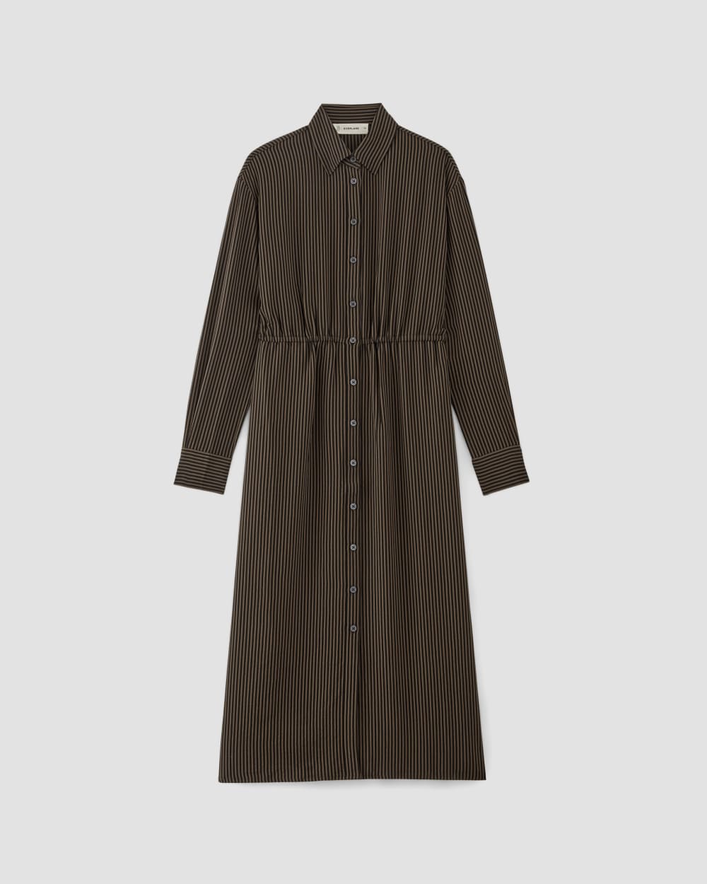 The Mini Jacquard Stripe Shirt Dress | Cocoa / Black - Image 2