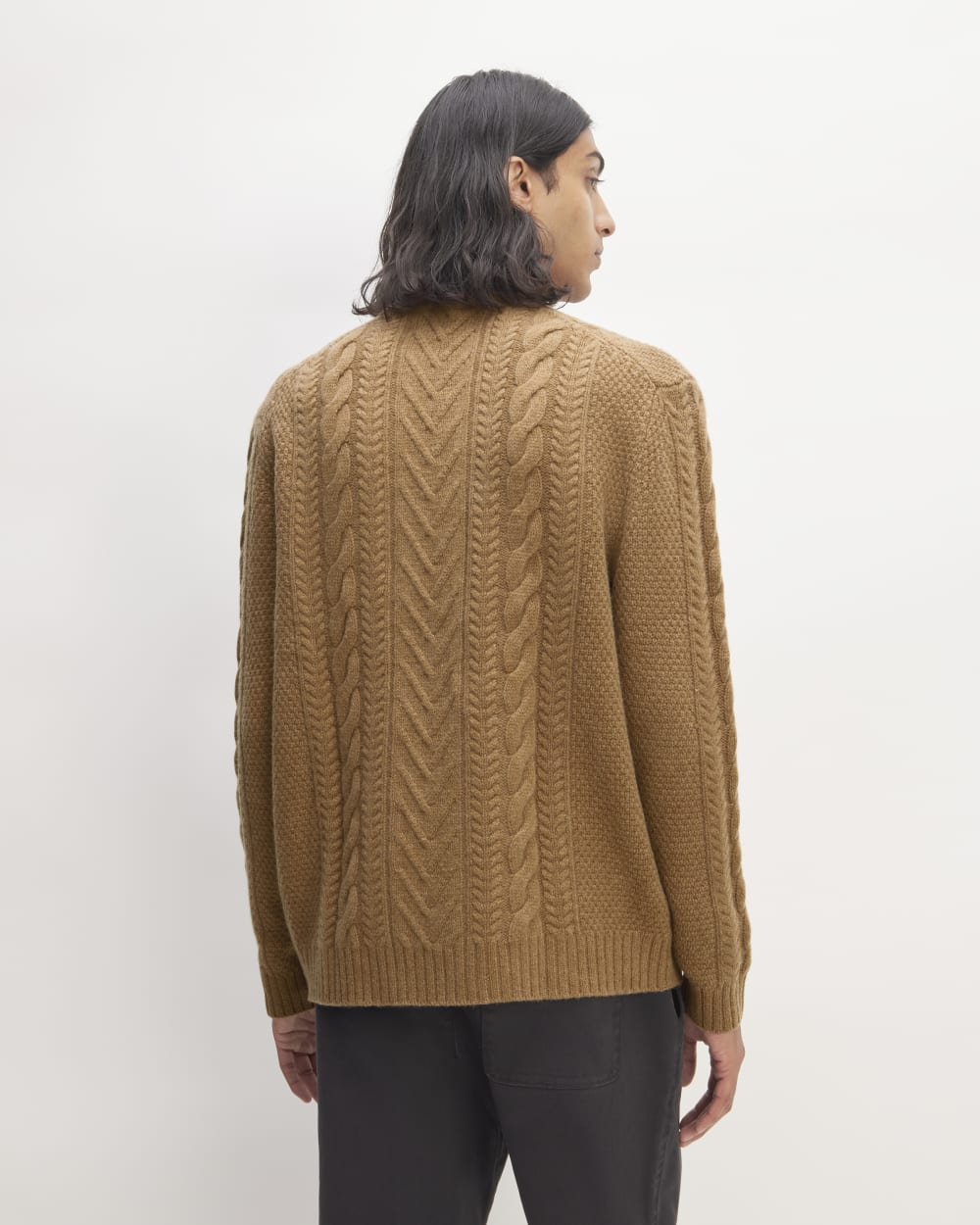 The Felted Merino Cable-Knit Crew | Deep Camel - Image 6