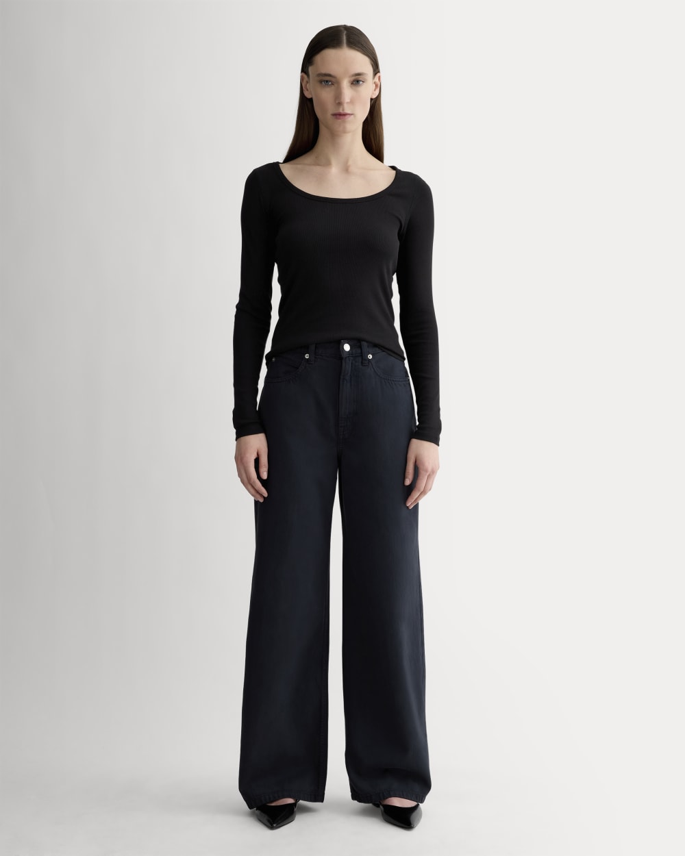 The Luxe Rib Long-Sleeve Scoop-Neck Tee | Black - Image 3