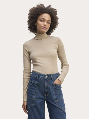 The Luxe Rib Turtleneck | Heathered Tan