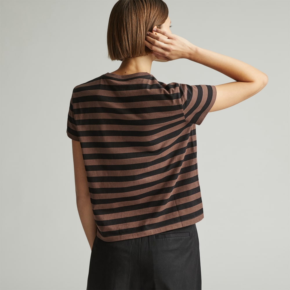 The Box-Cut Tee in Essential Cotton | Chocolate Brown / Black | No Pocket - Image 3