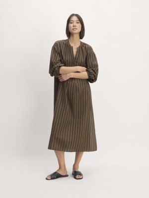The Gauze Caftan Dress | Cocoa / Black