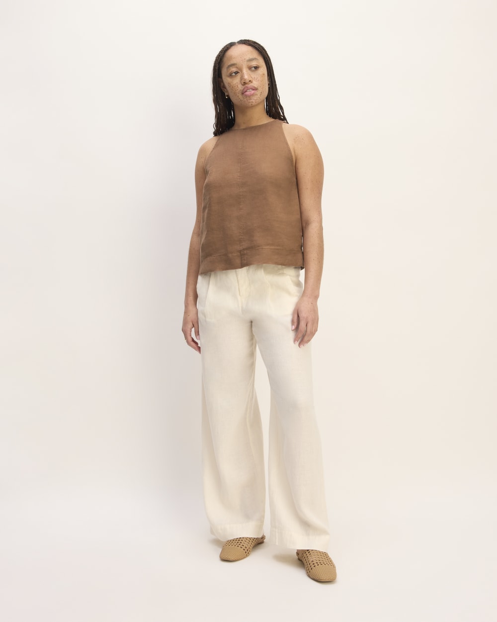 The Linen High-Neck Tank | Carob Brown - Image 6