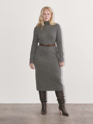 The Turtleneck Sweater Dress in Cashmere | Heather Charcoal
