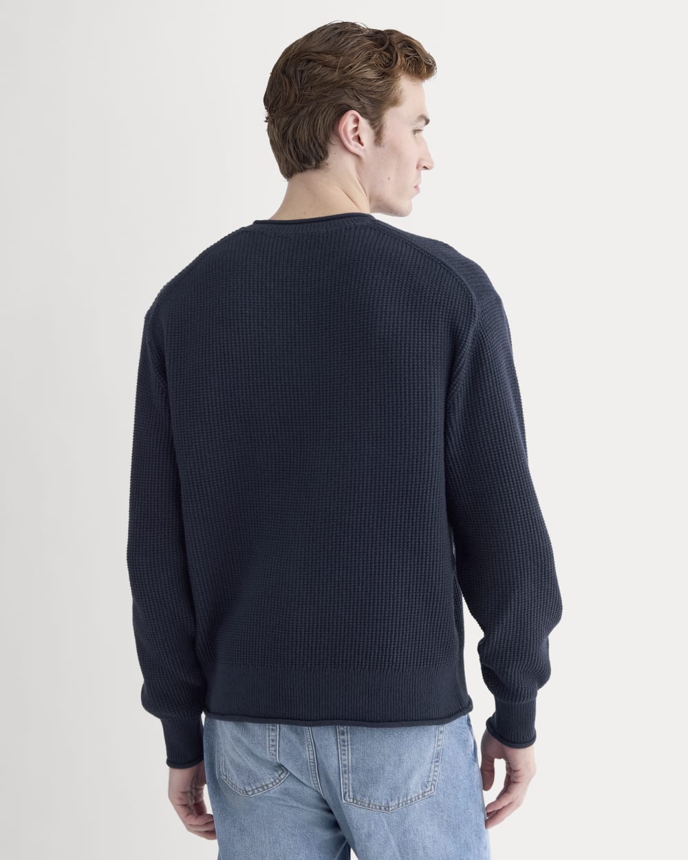 Waffle Rollneck Crew in Everyday Cotton | Navy - Image 5