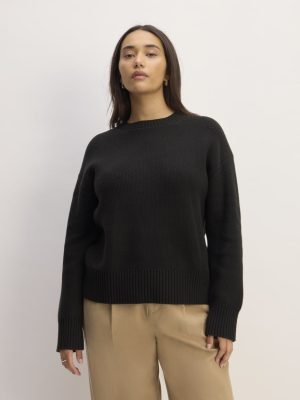 The Cotton Honeycomb Square Crew | Black