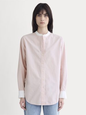 The Oversized Shirt in Ultrasoft Cotton | Pink / White