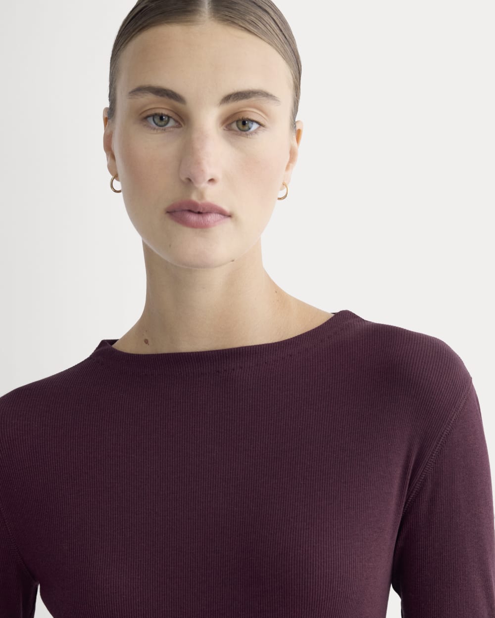 The Luxe Rib Funnel-Neck Tee | Heathered Port Royale - Image 4