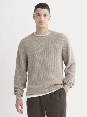 Waffle Rollneck Crew in Everyday Cotton | Heathered Oatmeal