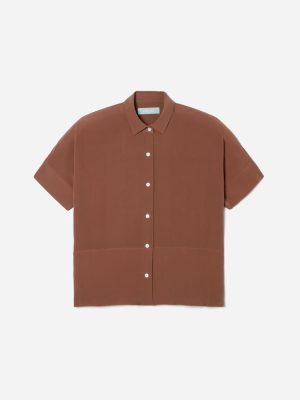 The Boxy Shirt in Washable Silk | Cinnamon