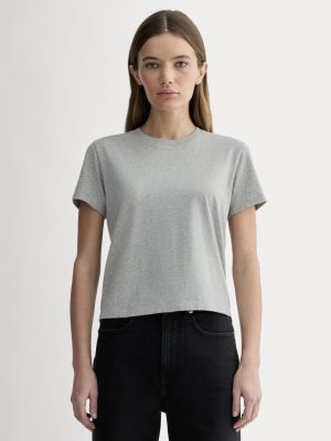 The Box-Cut Tee in Essential Cotton |  Heathered Grey | No Pocket
