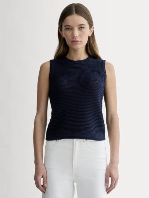 The Organic Cotton Open-Stitch Tank | Navy