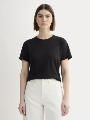 The Box-Cut Tee in Cotton Linen | Black