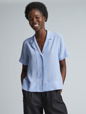 The Notch Shirt in Washable Silk | Periwinkle