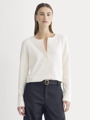 Boxy Henley in Cozy Waffle | Bone