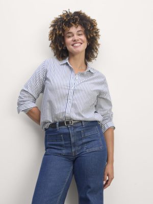 The Must-Have Shirt in Silky Cotton | White / Bellwether Blue