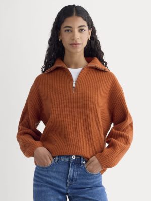The Half-Zip Sweater in Luxe Merino | Rust Heather