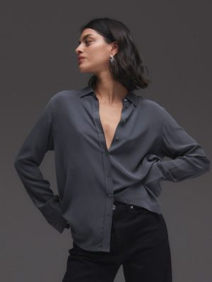 The Must-Have Shirt in Washable Silk | Slate Grey