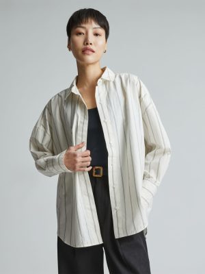 The Oversized Poplin Shirt | Black / Canvas Tan