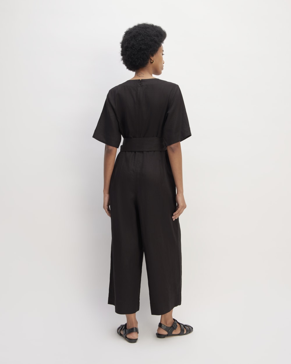 The Wrap Jumpsuit in Linen | Black - Image 6