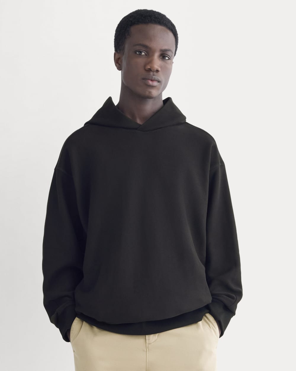 Twill Terry Jacquard Hoodie | Black