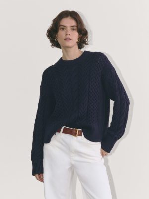 The Cable Sweater in Everyday Cotton | Navy