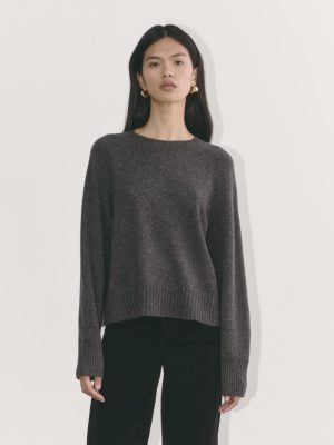 The Boxy Crew in Cashmere | Heather Charcoal