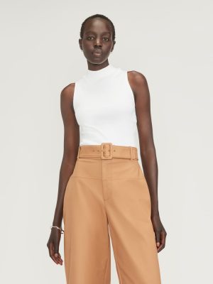 The Ribbed Mockneck Tank | White