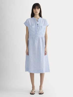The Craft Dress in Linen | Bluebell / Bone