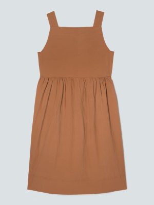 The Seersucker Midi Dress | Tawny Brown