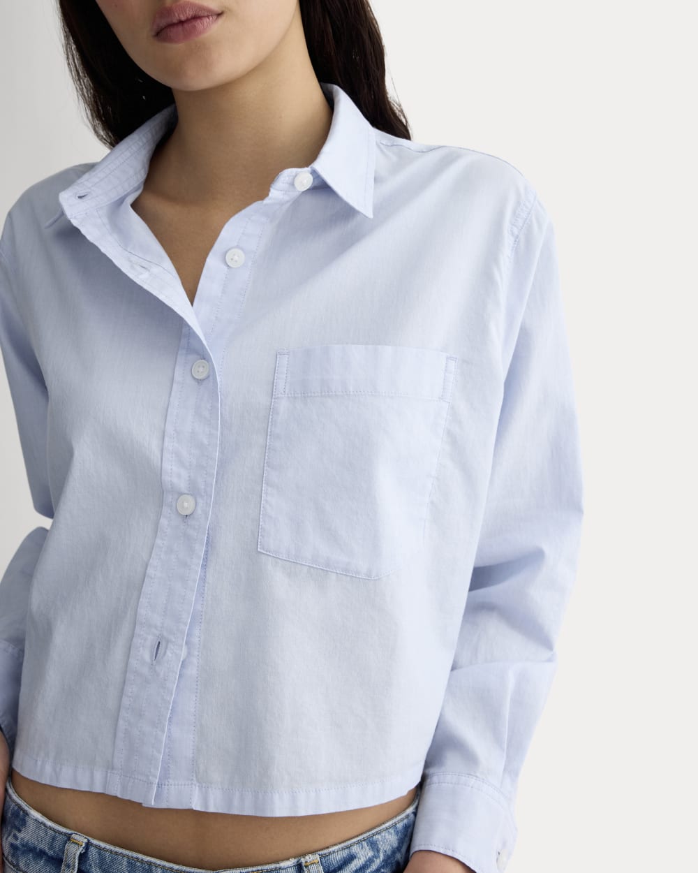 The Way-Short Shirt in Silky Cotton | Chambray Blue - Image 4