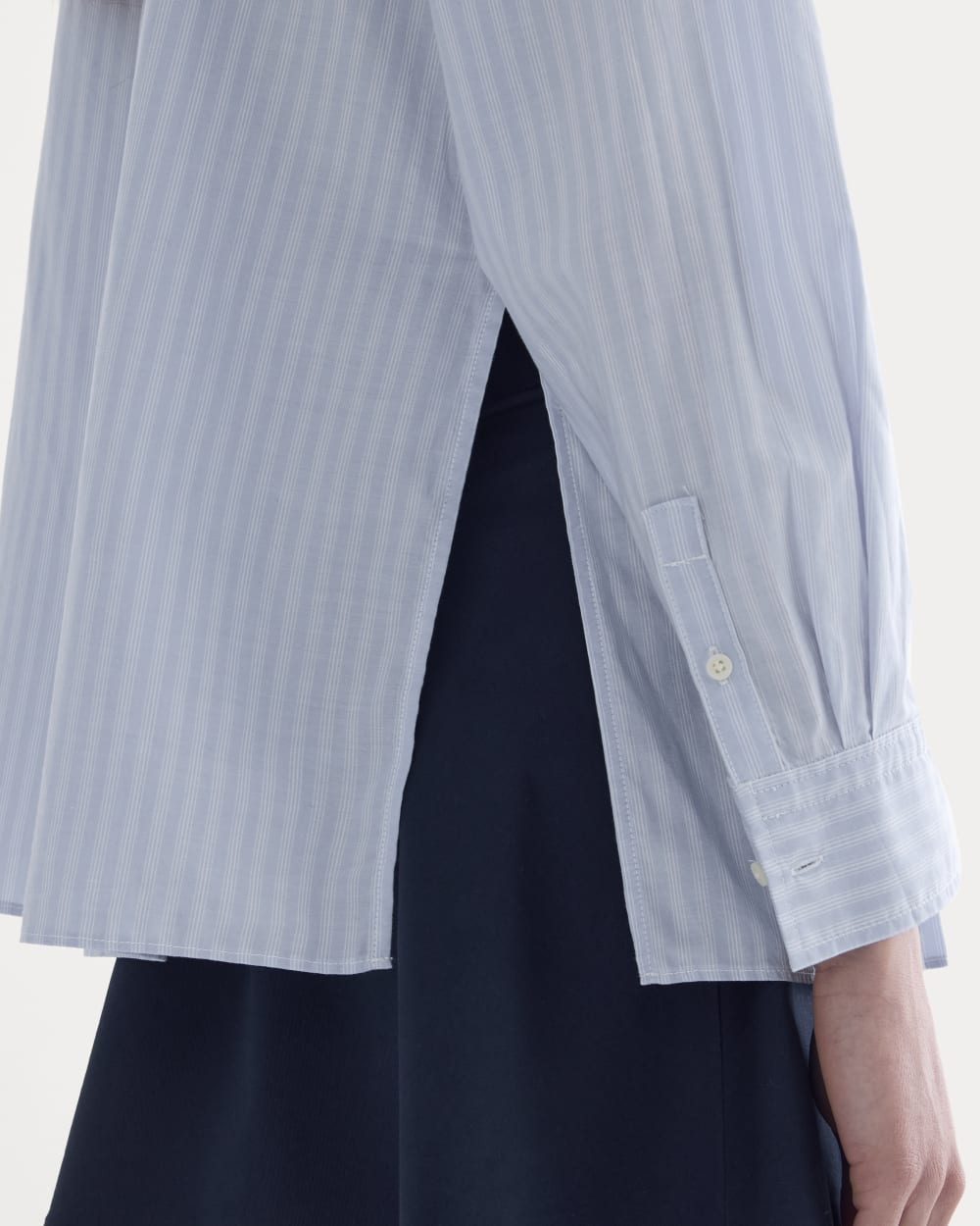 The Pleated Shirt in Silky Cotton | Forever Blue / Optic White - Image 4