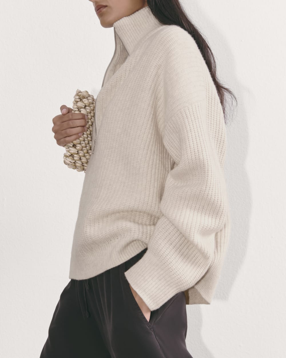 The Half-Zip Sweater in Luxe Merino | Heathered Oat - Image 5