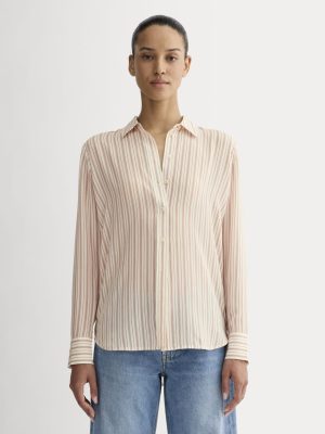 The Must-Have Shirt in Washable Silk | Bone / Dusky Rose